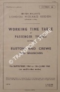 Working Time Table of Passenger Trains - Section A - Euston and Crewe and branches 7th September 1964 to 13th June 1965 by British Railways London Midland Region (Western Lines)